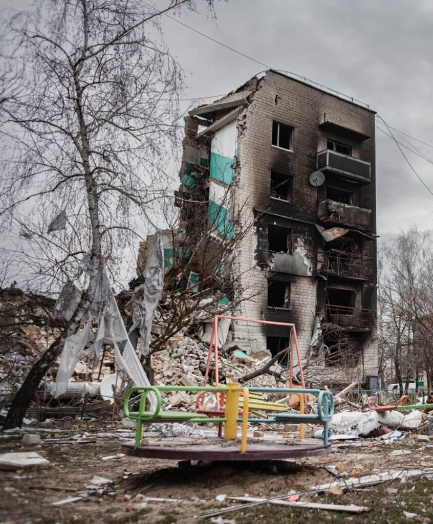 Válka na Ukrajině - Zničený dům Borodianka